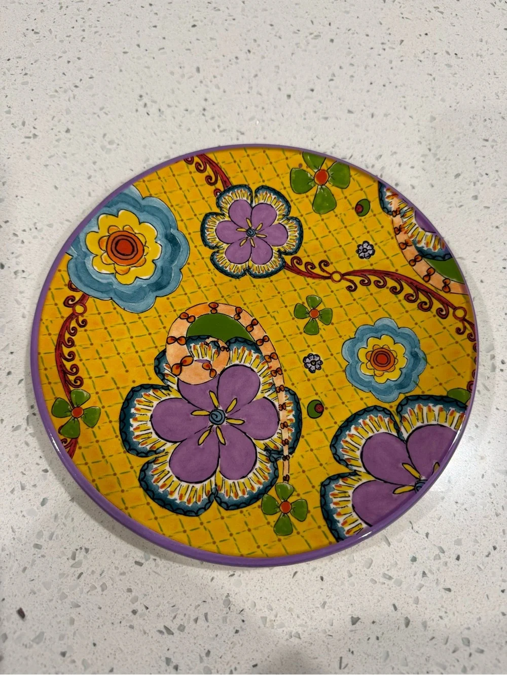 2015 Pfaltzgraff MERISELLA Jana Kolpen & Mary Tiegreen 8-3/8 Plate FLORAL PURPLE